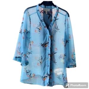 EUC ***HP***JESSICA SIMPSON Floral Sheer Blouse sz. M (Mat)